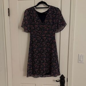 Madewell Navy and Pink Floral Mini Dress